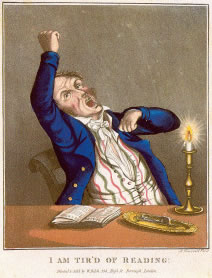 'I am tir'd of reading', c. early 19th century, from a print found in a scrapbook of the Bowker family of Winchester; reproduced courtesy of and with thanks to the Hampshire Record Office, catalogue. Courtesy of www.oldbaileyonline.org