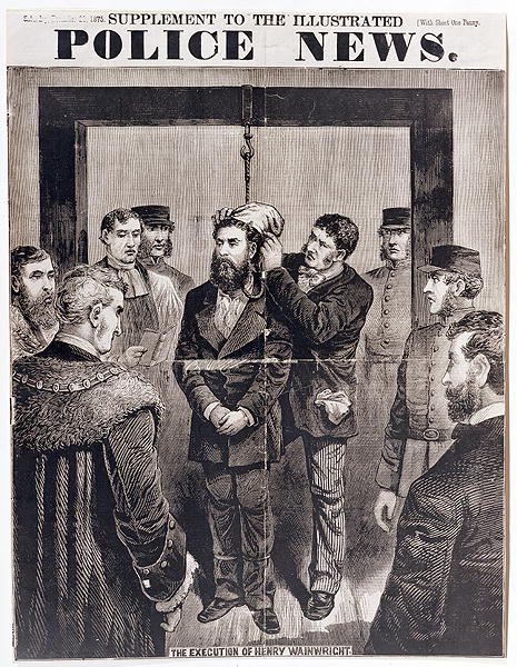 The Execution by Hanging of Henry Wainwright at Newgate Gaol on 21st December 1875, published in 'Police News', 1875 by English School