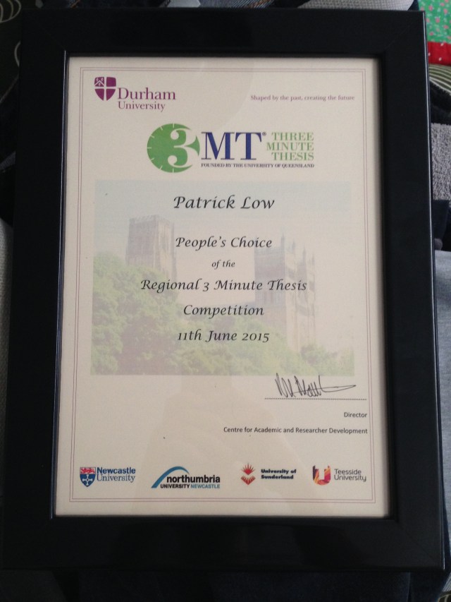 The People's Choice Award for the North East 3 Minute Thesis competition
