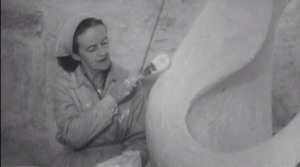 Barbara Hepworth at work.