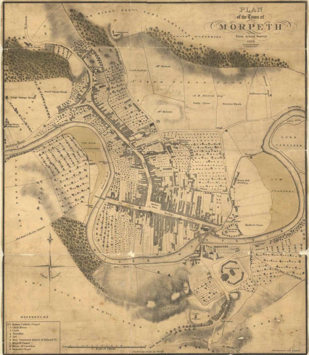 Morpeth, Woods Town Map (1826) courtesy of the Society of Antiquaries of Newcastle upon Tyne