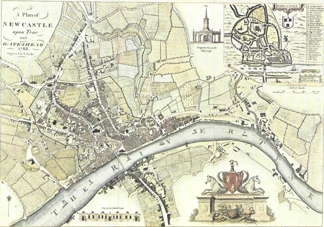 A Plan of Newcastle Upon Tyne and Gateshead 1788) engraved by J.Bielby. Courtesy of http://www.picturesofgateshead.co.uk/