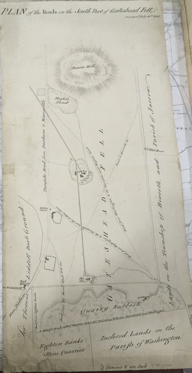 "Plan of the Roads on the South Part of Gateshead Fell" (1805) Tyne and Wear Archives DT.BEL/2/205 http://www.tyneandweararchives.org.uk/DServe2/dserve.exe?dsqIni=Dserve.ini&dsqApp=Archive&dsqCmd=Show.tcl&dsqDb=Catalog&dsqPos=0&dsqSearch=(RefNo=%27DT.BEL/2/205%27 