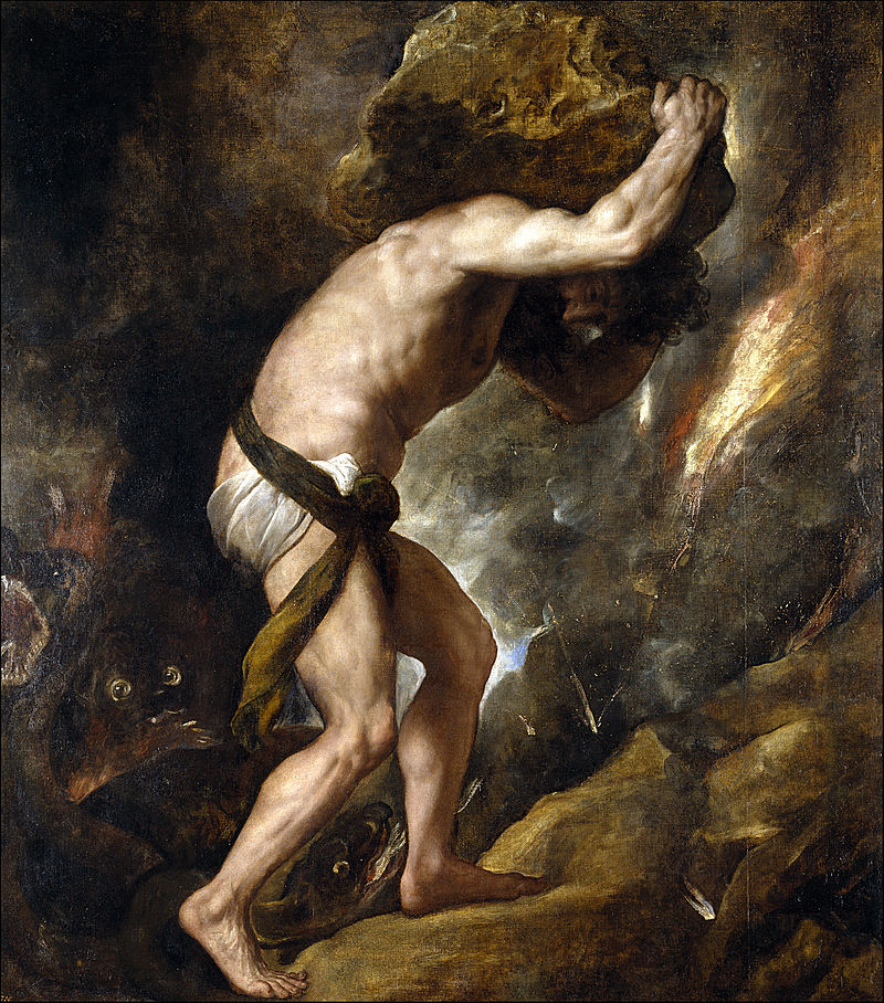 Sisyphus (1548–49) by Titian, Prado Museum, Madrid, Spain. Image courtesy of Wikimedia. 